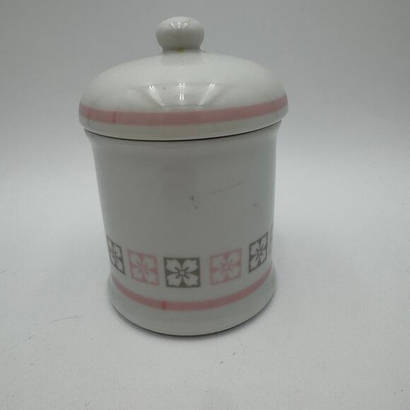 Vintage Avon Apothecary Jar with Lid 1986 Pink and Gray 6" Tall - Picture 6 of 7